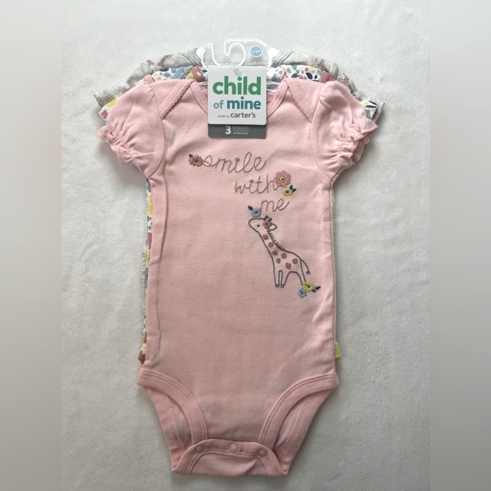 Carter’s 3 Pack Pink Floral Short Sleeve Onesies